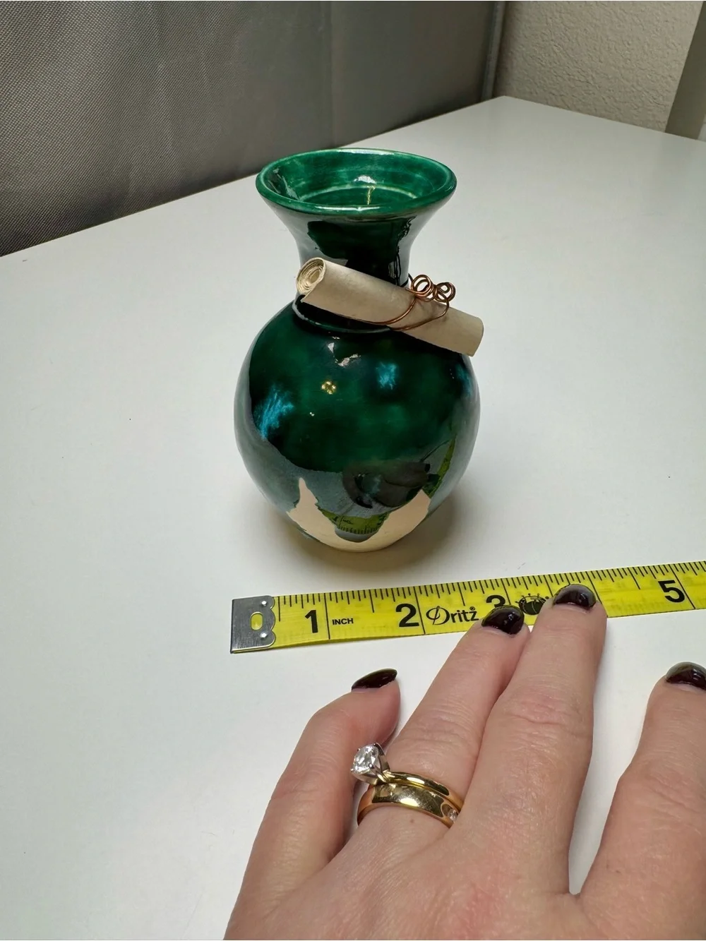 Handmade Green Glazed Ceramic Bud Vase
